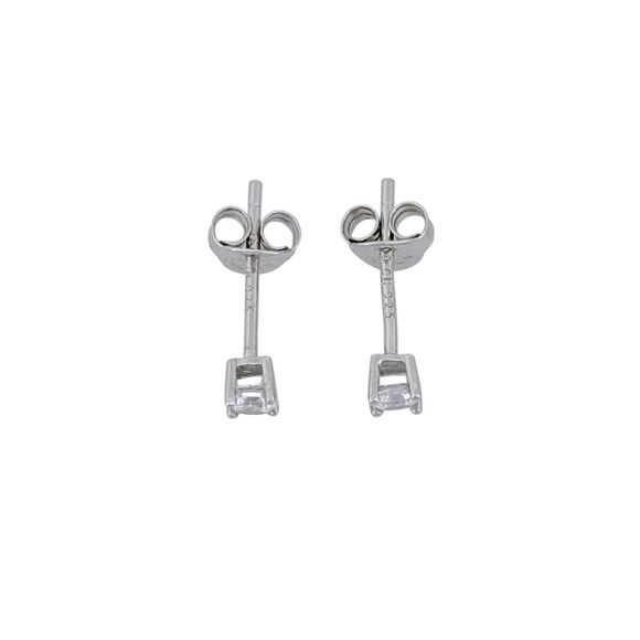 Vintage IBB Sterling Silver 925 3.1mm Round Cut Cubic Zirconia Stud Earrings - Picture 3 of 5